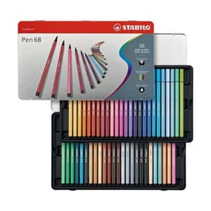STABILO Pen 68 Tin of 50 pens of 46 Assorted Colours